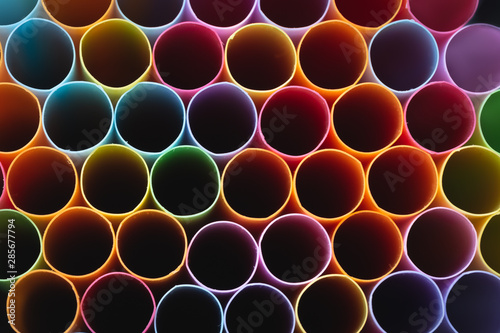 Closeup straws in various designs  colors
