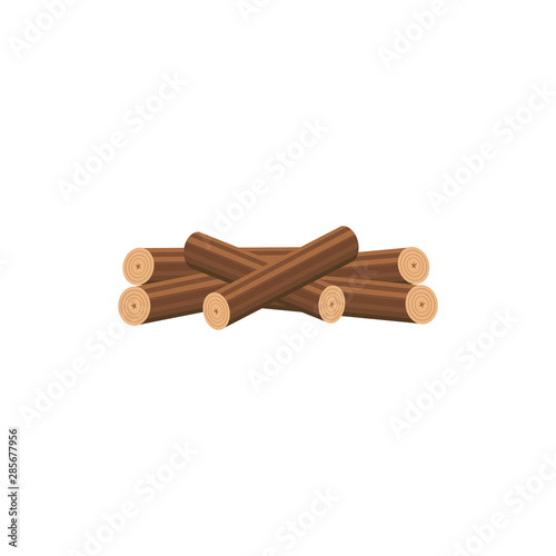 Isolated stack of firewood in neat stack drawn in cartoon style,