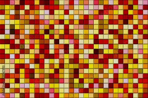 Randomly colored grid of glossy square tiles