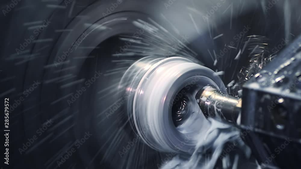 Slow Mo. CNC Milling operation on the sample work pieces. Milling machine cutting the part. High pressure coolant a great option for chip removal and evacuation as it blasts the chips away