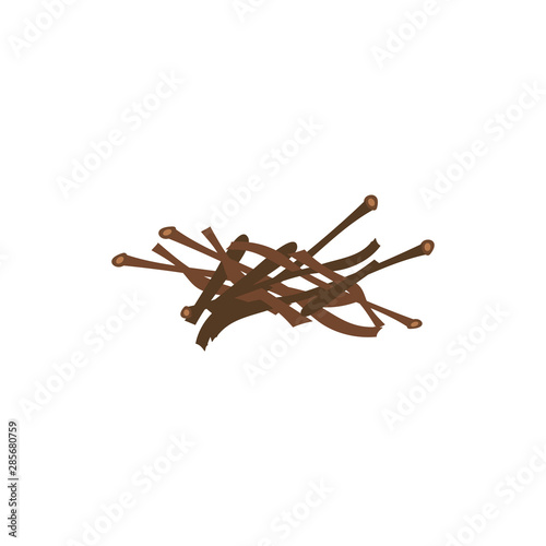 Messy firewood sticks in random pile - brown brushwood drawing prepared for bonfire kindling