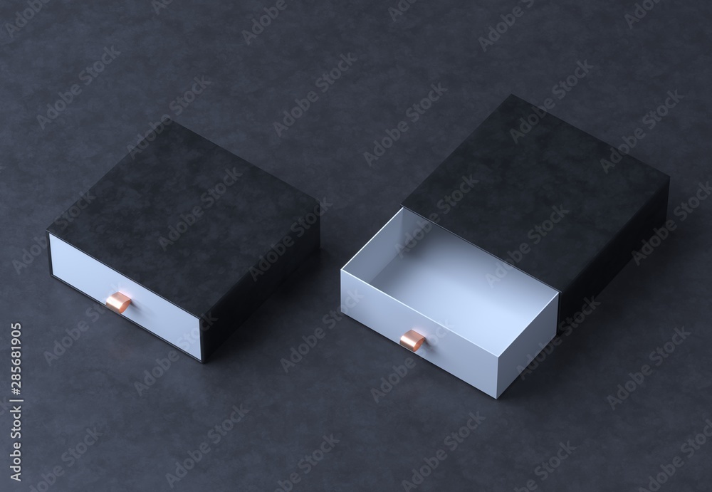 Black box mockup. Elegant black velvet branding box mockup with two blank  silk texture boxes. Luxury packaging box for premium products. Empty opened  square box. 3d rendering Illustration Stock | Adobe Stock