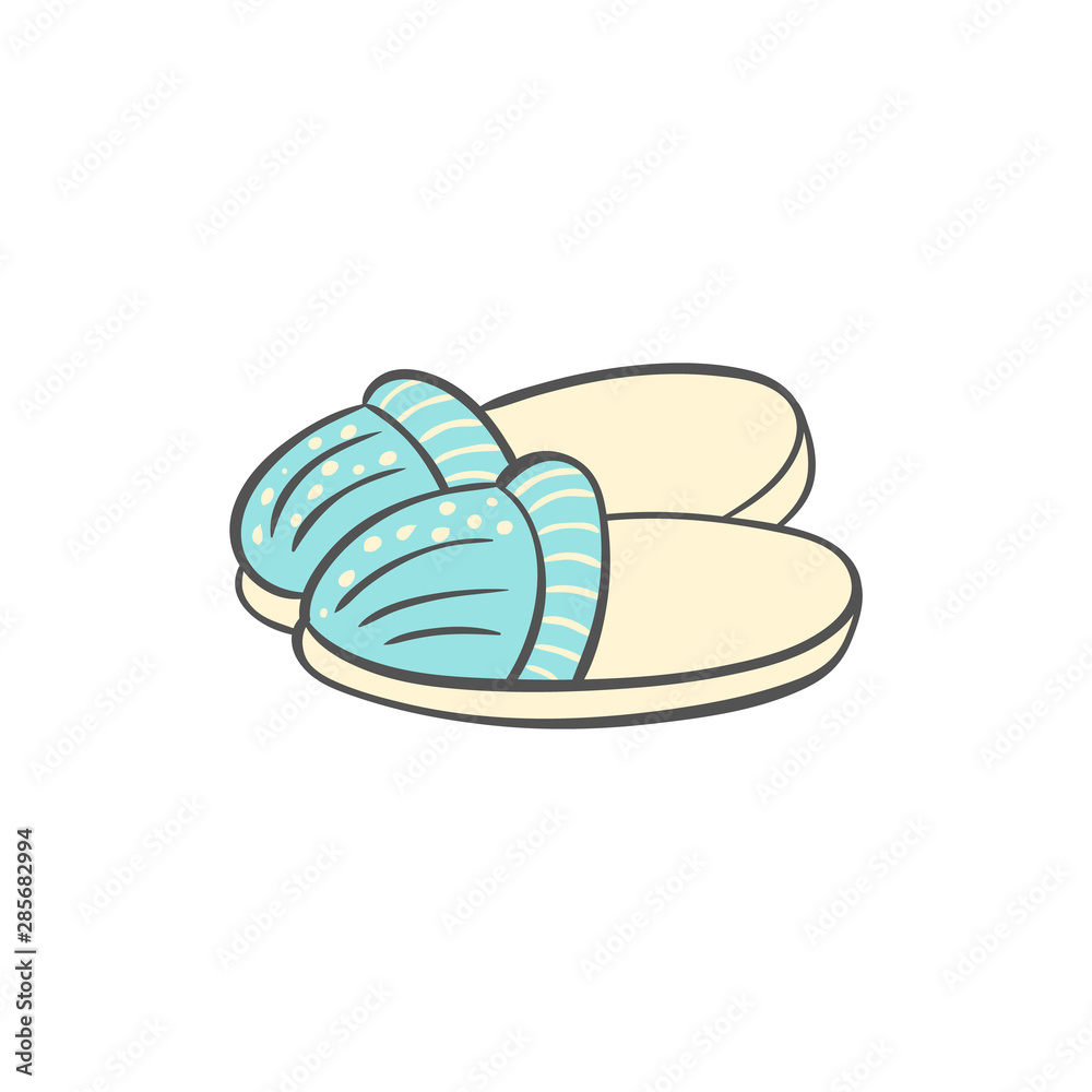 Cute slippers doodle isolated on white background Cute slippers doodle isolated on white background