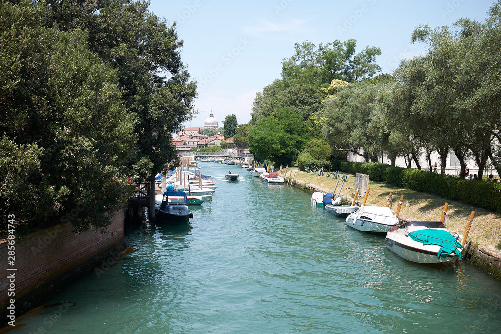 Venice, Italy - July 02, 2019 :  View of Rio dei Giardini at Venice Biennale