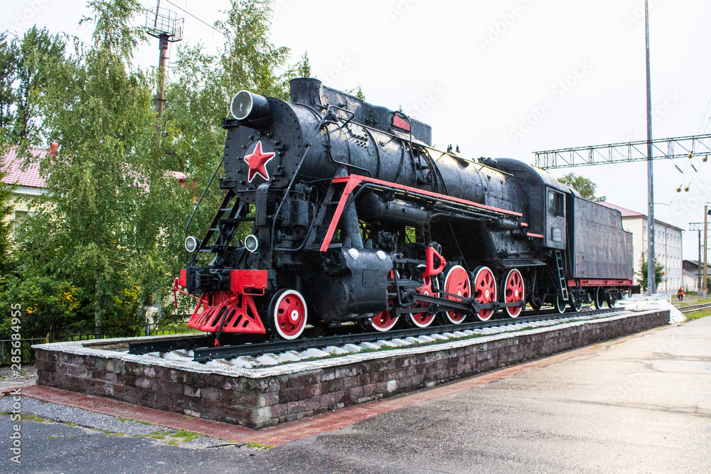 Monument Locomotive Pobedy L-2248 in Murom Russia Monument Locomotive Pobedy L-2248 in Murom Russia