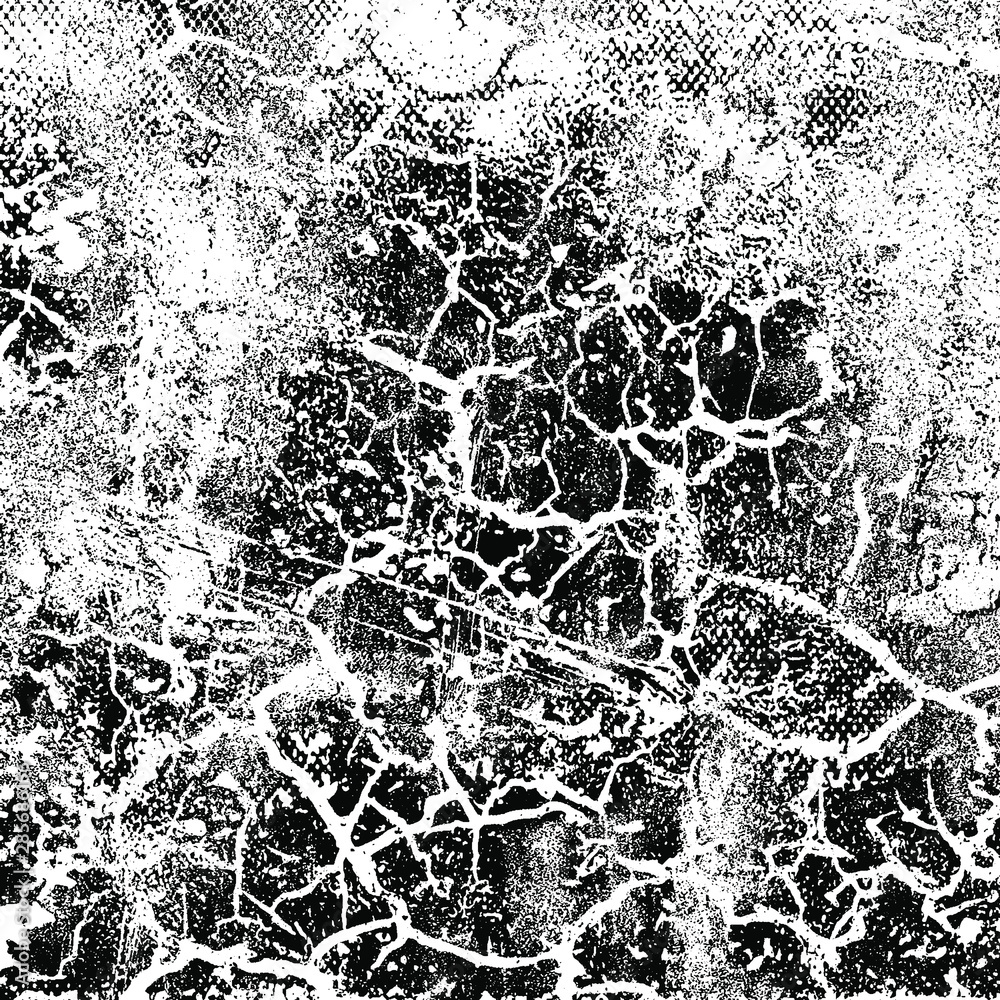 Obraz premium Grunge background black and white. Texture of scratches, chips, scuffs, cracks. Old vintage worn surface