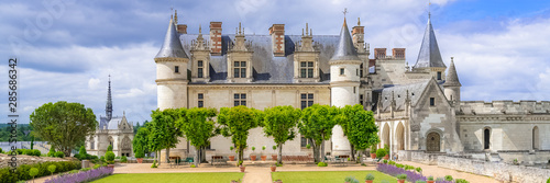 Fototapeta Amboise castle in France, beautiful French heritage, panorama in spring