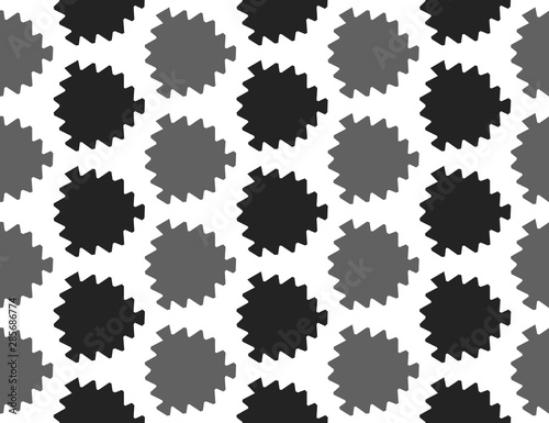Vector seamless geometric pattern. Shaped grey  black leaves on white background.