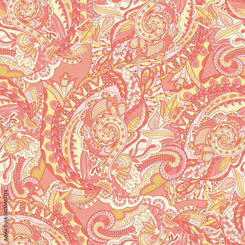 Vector floral background with hand made pattern. Doodles.