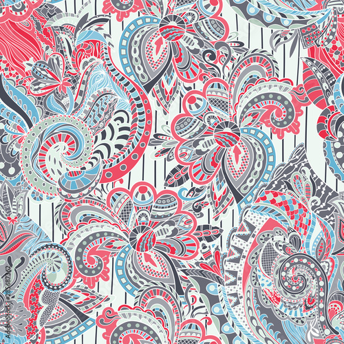 Vector floral background with hand made pattern. Doodles.