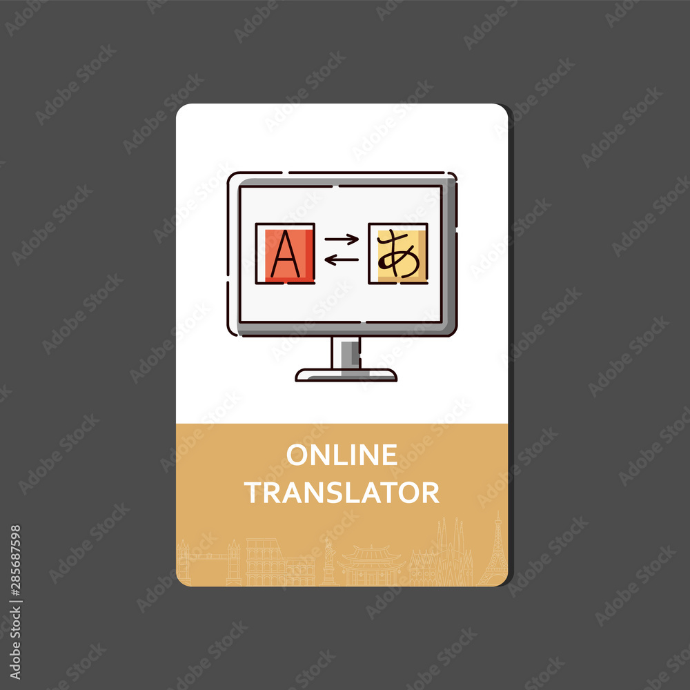 Foreign languages online translator concept of banner or flyer vector illustration. Foreign languages online translator concept of banner or flyer vector illustration.