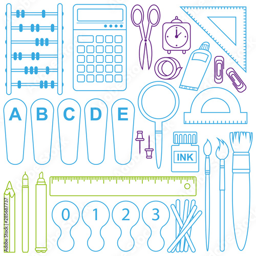 Vector set of stationery. Pattern on education or business. 