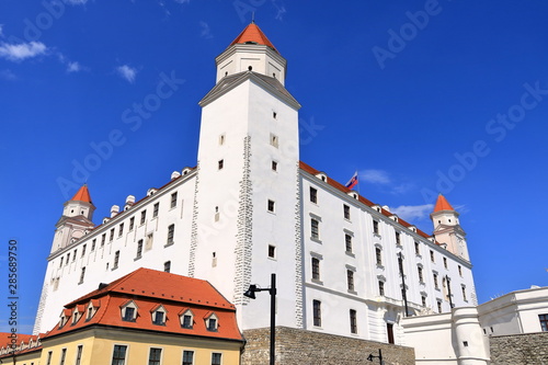 View to Bratislava castle against blue sky