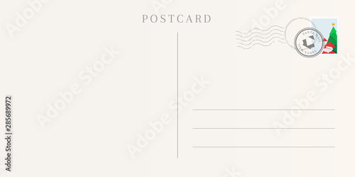 Travel postcard backside for winter holidays greetings.