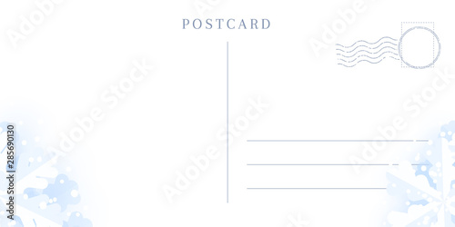 Travel postcard backside for winter holidays greetings.