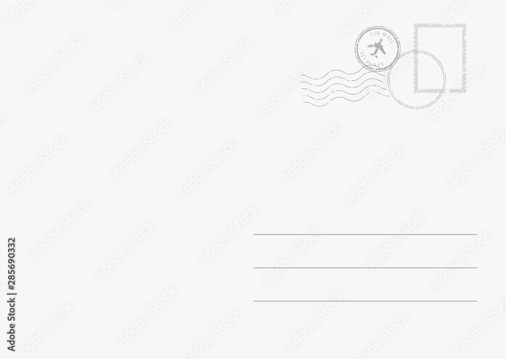 Empty backside of a travel postal card. Postcard design template. Empty backside of a travel postal card. Postcard design template.