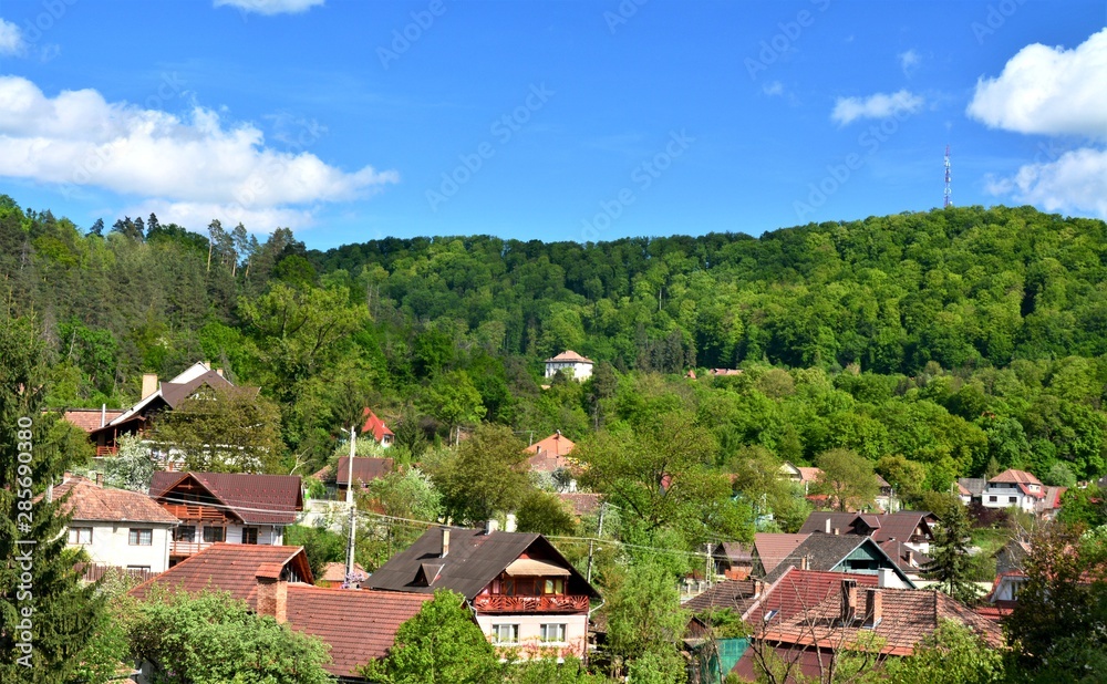 landscape with a village from Transylvania - Romania
