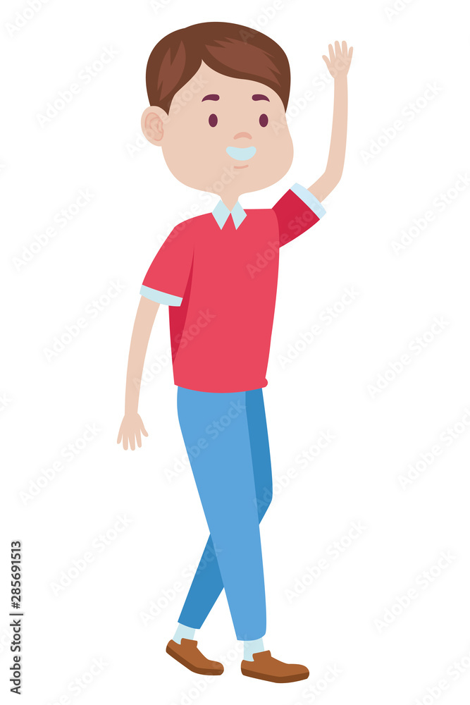 Teenager person smiling and greeting cartoon