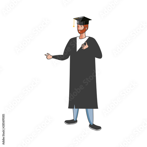 young boy student graduated character