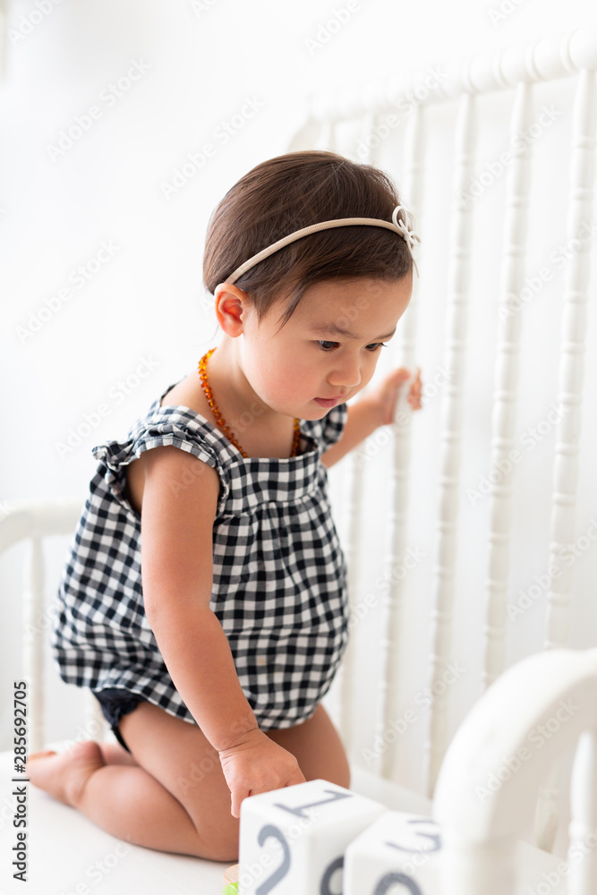 Toddler Girl in Black and White Gingham Romper Toddler Girl in Black and White Gingham Romper