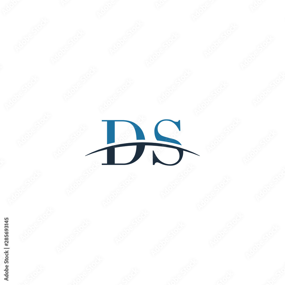 Initial letter DS, overlapping movement swoosh horizon logo company design inspiration in blue and gray color vector