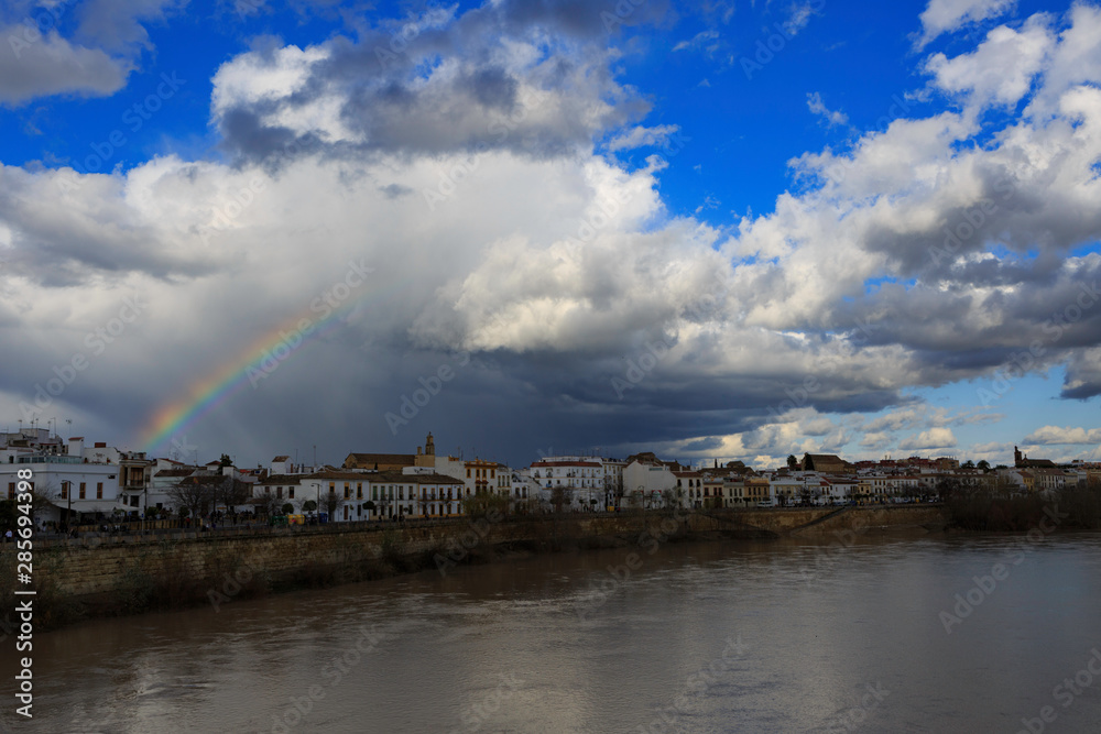 Rainbow over the Guadalquivir river, Cordoba (Spain)