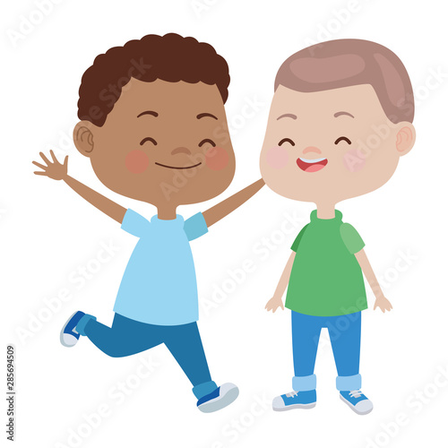Cute happy kids having fun cartoons