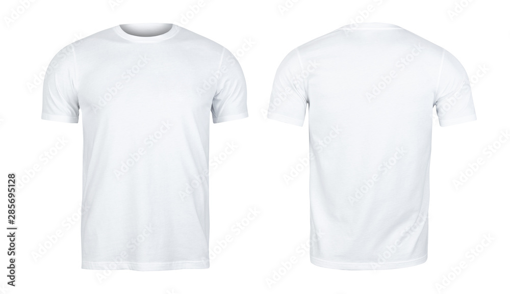 White T-shirts mockup front and back used as design template. Stock Photo |  Adobe Stock