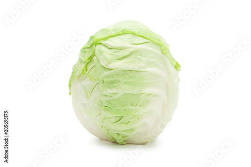 Whole green cabbage isolated on white background with clipping path. © Touchr