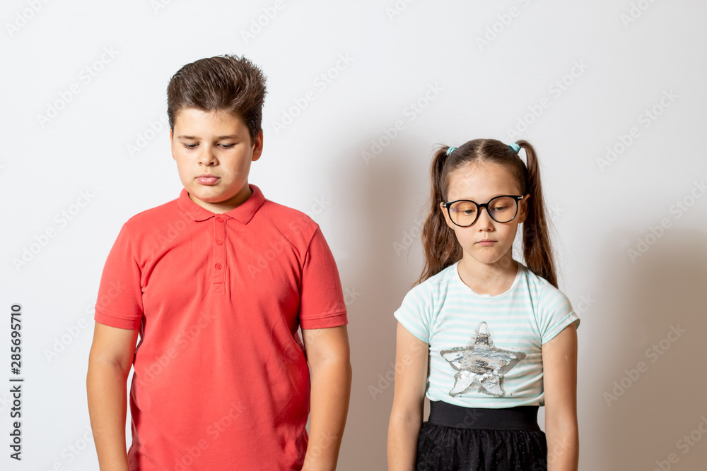 Children are guilty. Brother and sister are sad and offended Children are guilty. Brother and sister are sad and offended