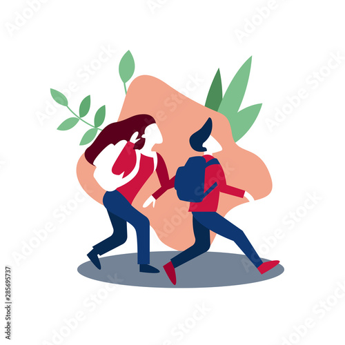 Trekking with backpacks