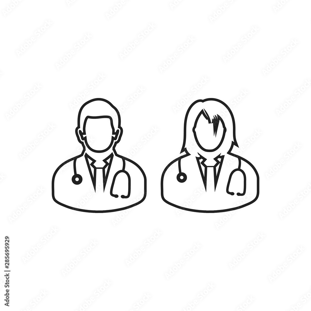 Male and Female doctor line icon. Editable vector EPS. Male and Female doctor line icon. Editable vector EPS.