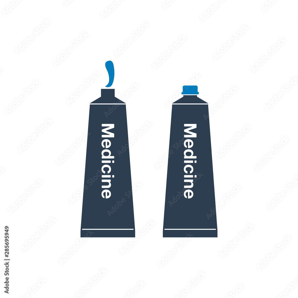 Medicine tube and paste icon. Flat style vector EPS. Medicine tube and paste icon. Flat style vector EPS.