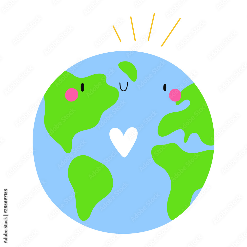 Cute Earth character with Heart. Vector cartoon drawing of Blue Planet. Stock Vector | Adobe Stock Cute Earth character with Heart. Vector cartoon drawing of Blue Planet. Stock Vector | Adobe Stock