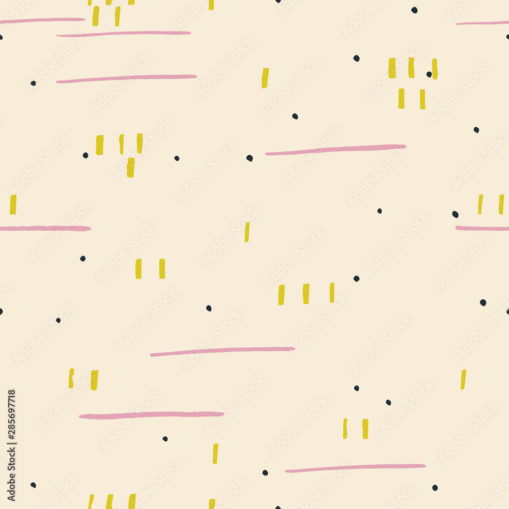 Abstract seamless pattern with different Brush Strokes and lines. Vector creative texture in pastel colors with small elements. Abstract seamless pattern with different Brush Strokes and lines. Vector creative texture in pastel colors with small elements.