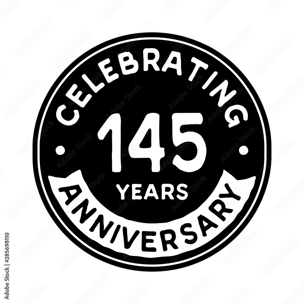 145 years anniversary logo template. Vector and illustration.
