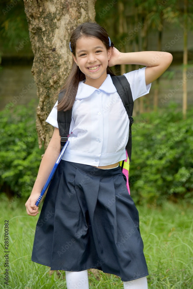 Happy Filipina Person Wearing School Uniform Happy Filipina Person Wearing School Uniform