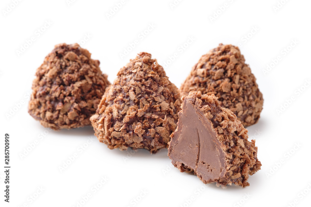 Chocolate truffles on a white background Chocolate truffles on a white background