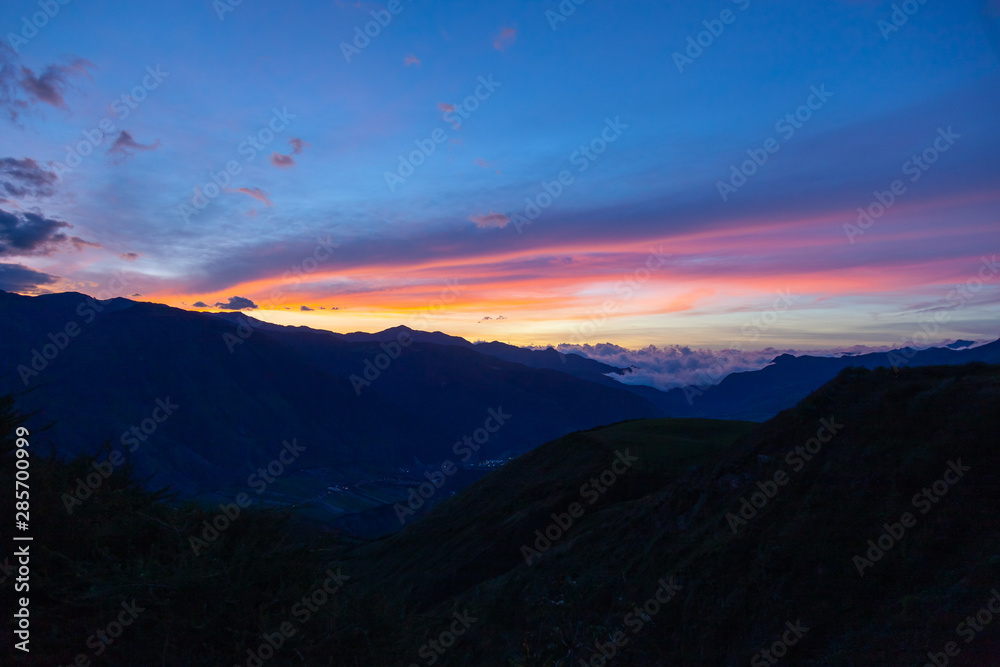 Dramatic sky at sunset in the Andes
