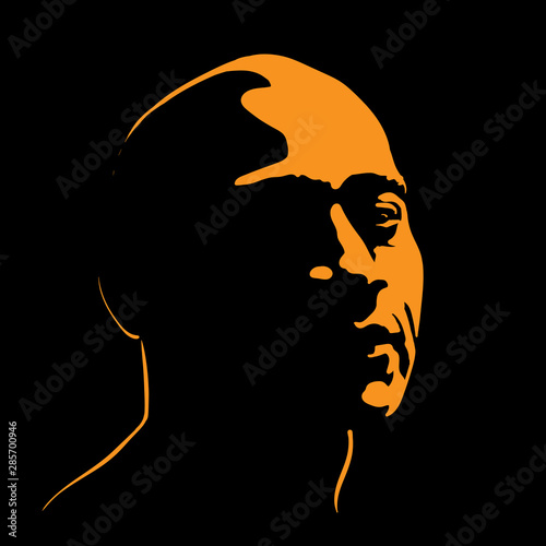 Brutal Man portrait silhouette contrast in light 