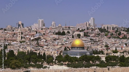 Jerusalem panoramic view, sepia vintage, Israel
