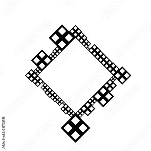 Fototapeta Naklejka Na Ścianę i Meble -  Minimal square badge background template - geometrical black and white vector graphic design with blank space in the center