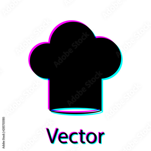 Black Chef hat icon isolated on white background. Cooking symbol. Cooks hat. Vector Illustration