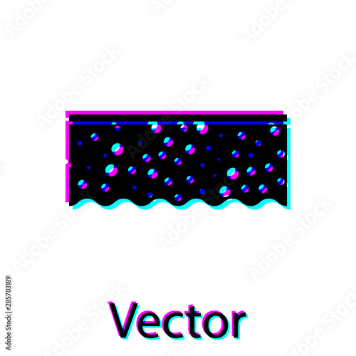 Black Sponge with bubbles icon isolated on white background. Wisp of bast for washing dishes. Cleaning service logo. Vector Illustration