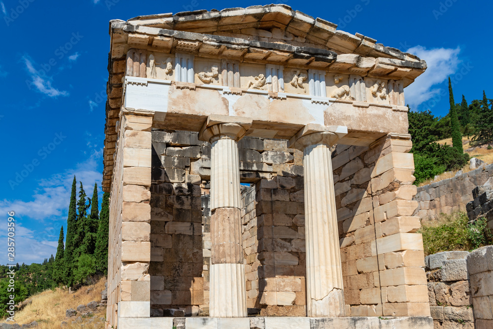 Athenian treasury at the ancient delphi site in Greece