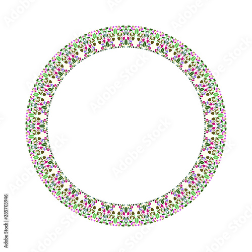 Geometrical abstract floral frame - round circular vector element on white background