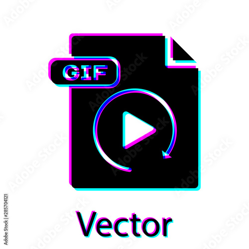 Black GIF file document. Download gif button icon isolated on white background. GIF file symbol. Vector Illustration