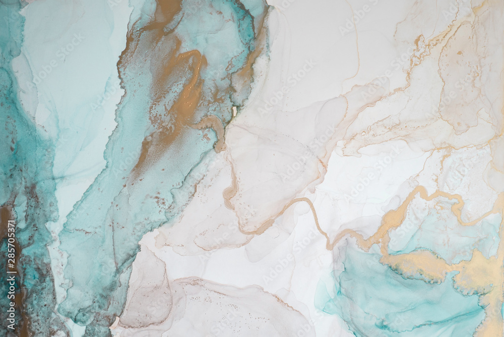 Fototapeta premium The picture is painted in alcohol ink. Creative abstract artwork made with translucent ink colors. Trendy wallpaper. Abstract painting, can be used as a background for wallpapers, posters, websites.