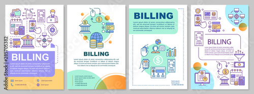 Billing services brochure template layout. Payment systems. Flyer, booklet, leaflet print design with linear illustrations. Vector page layouts for magazines, annual reports, advertising posters