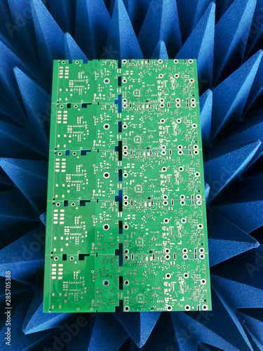 Obraz na płótnie PCB over radio frequency absorbers for EMC tests